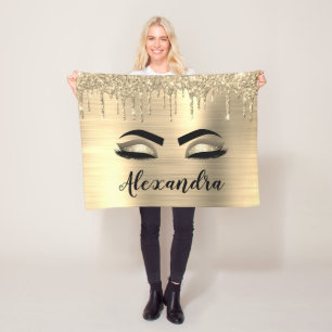 Couverture Polaire Parties scintillant Gold Sparkle Eyelashes Nom du 