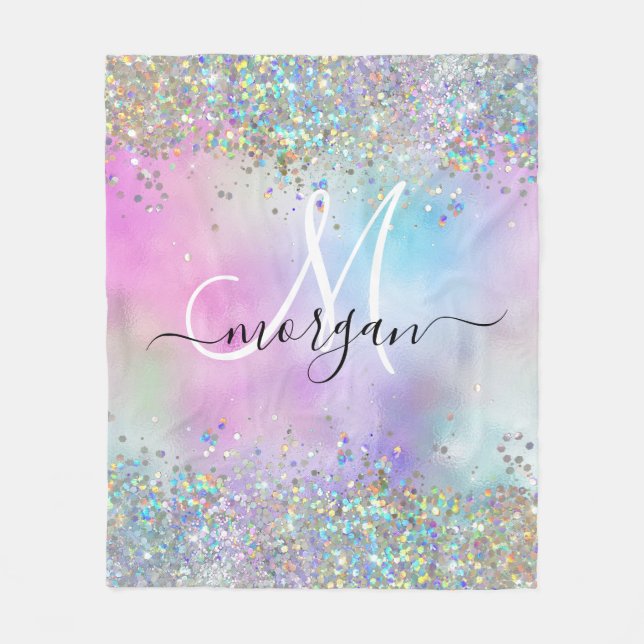 Couverture Polaire Parties scintillant holographique Rainbow Pastels  (Devant)