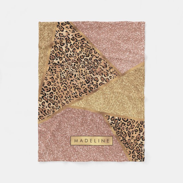 Couverture Polaire Parties scintillant Leopard de Motif  rouge Rose g (Devant)