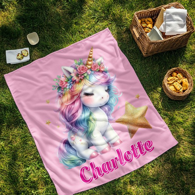 Couverture Polaire Parties scintillant licorne magique étoile rose (Créateur téléchargé)