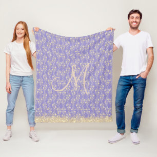Couverture Polaire Parties scintillant Monogram Gold Floral sur Laven