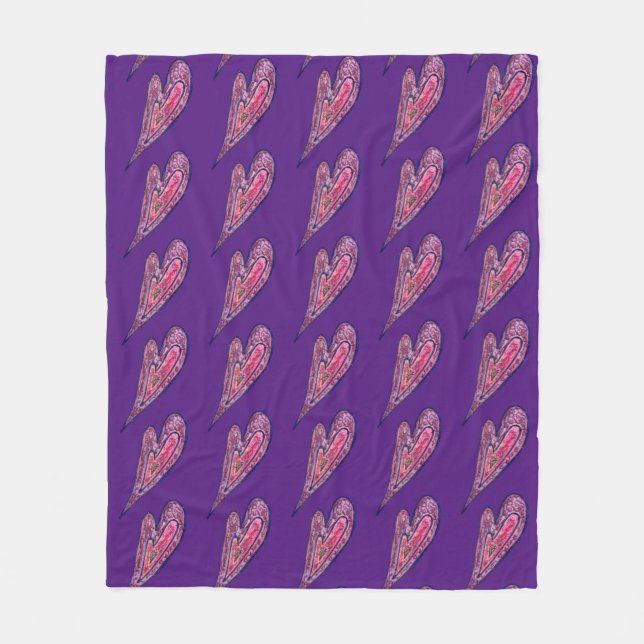 Couverture Polaire Parties scintillant rose bleu Coeurs Art Fleece Je (Devant)