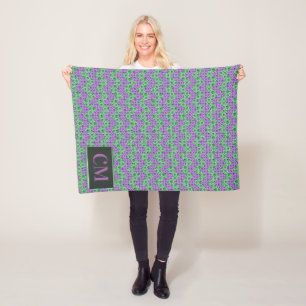 Couverture Polaire Parties scintillant rose et vert monogramme Chevro
