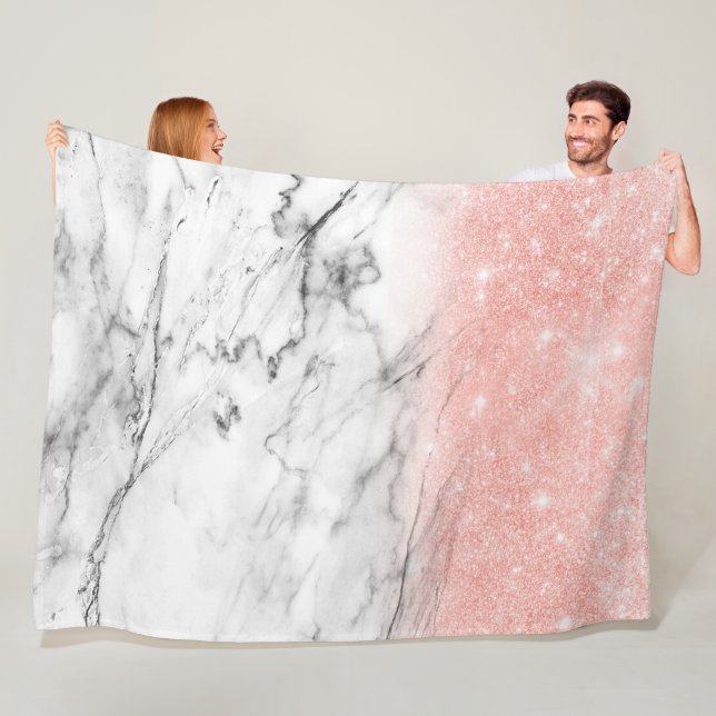 Couverture Polaire Parties scintillant rose Gold Blush Ombre en marbr (En situation)