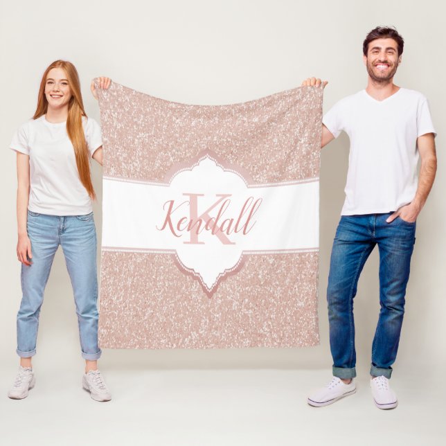 Couverture Polaire Parties scintillant rose Monogramme Lot (En situation)