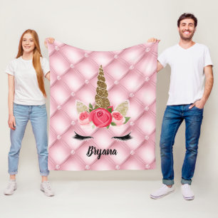 Couverture Polaire Parties scintillantes d'or et fille rose de