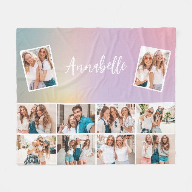 Couverture Polaire Pastel arc-en-ciel monographie simple multi photo (Devant (Horizontal))