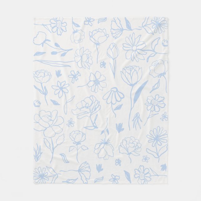 Couverture Polaire Pastel Bleu Abstrait Flore Patt d'Art Botanique d' (Devant)