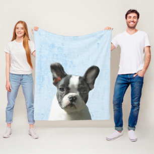 Couverture Polaire Pastel Blue Peekaboo Boston Terrier Puppy Nursery