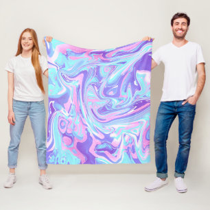 Couverture Polaire Pastel Blue & Purple Marble Texture liquide