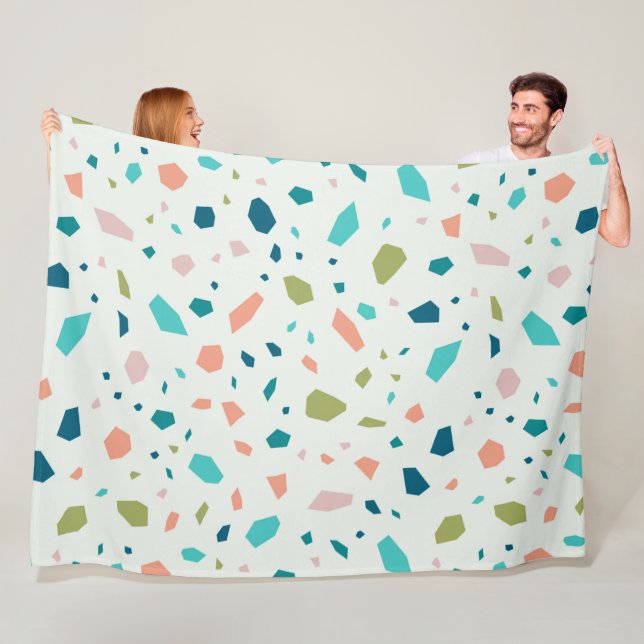Couverture Polaire Pastel couleurs terrazzo motif (En situation)