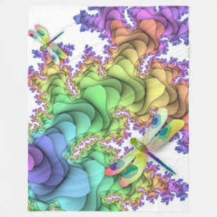 Couverture Polaire Pastel Dragonflies Fleece Blanche