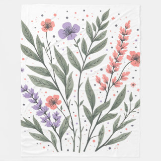 Couverture Polaire Pastel Floral Feuille