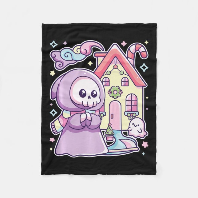Couverture Polaire Pastel Goth Grim Faucheuse Xmas Halloween Facile C (Devant)