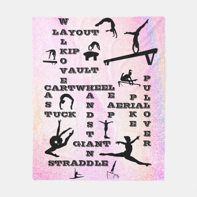 Couverture Polaire Pastel Gymnastique Compétences Mots-croisés Blanch (Devant)
