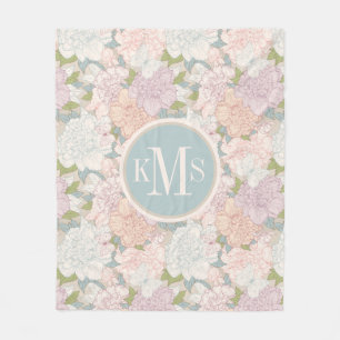 Couverture Polaire Pastel Peony & Butterfly Flower Motif
