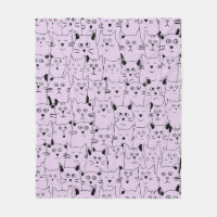 Pastel Purple Cute Suspicious Kitties Chats Motif