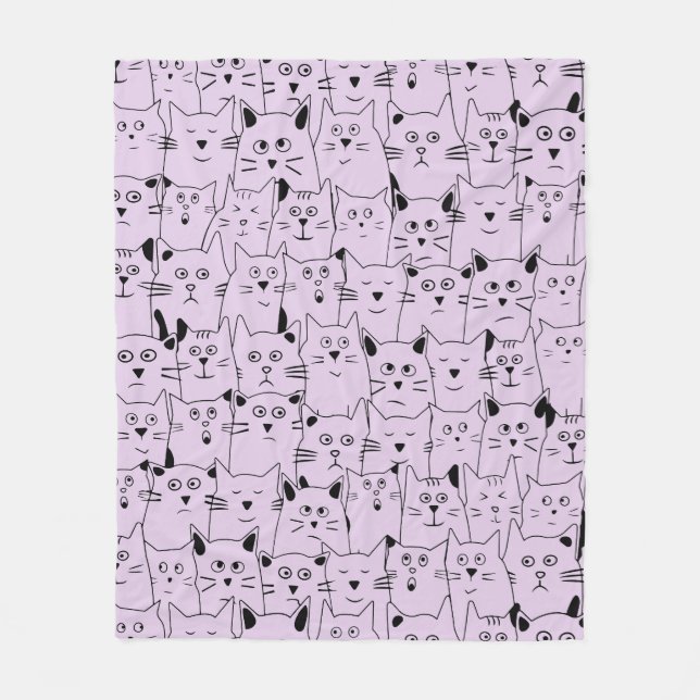 Couverture Polaire Pastel Purple Cute Suspicious Kitties Chats Motif (Devant)