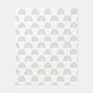 Couverture Polaire Pastel Rainbow Motif avec Coeurs