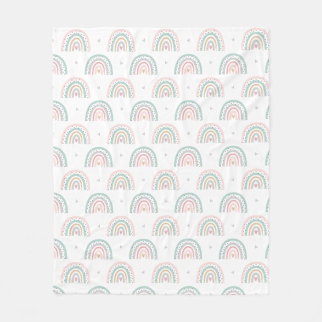 Couverture Polaire Pastel Rainbow Motif avec Coeurs (Devant)