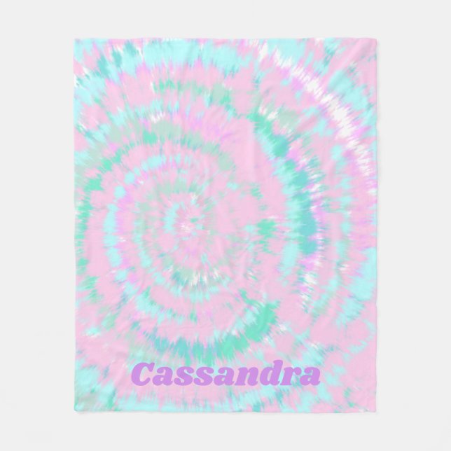 Couverture Polaire Pastel Tie Dye Motif Pink Aqua Mint Personnalisé (Devant)