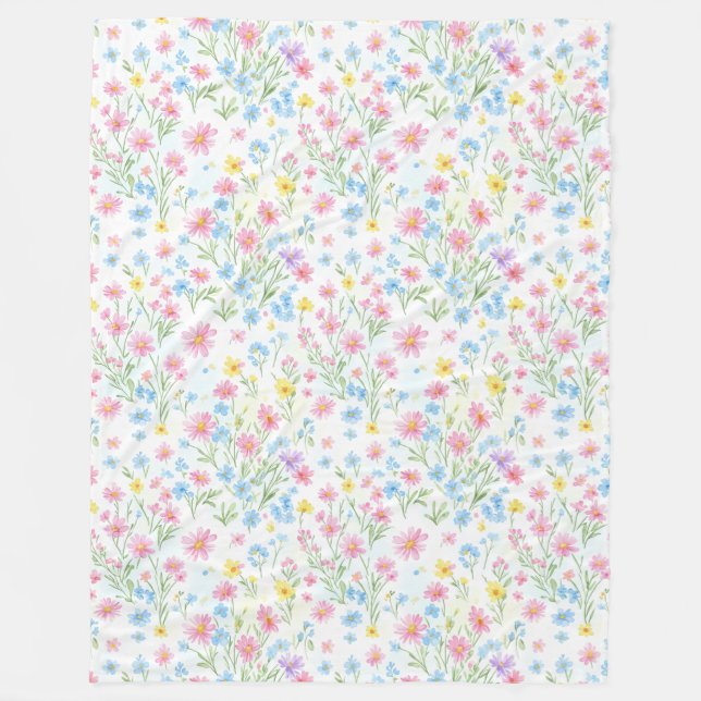 Couverture Polaire Pastel Wildflower Meadow Pattern (Devant)