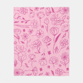 Couverture Polaire Pat d'encre végétale Abstraite rose Fuchsia