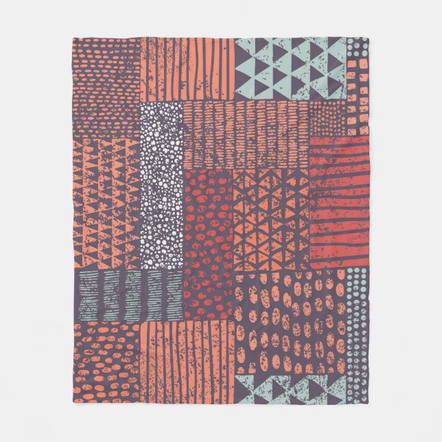 Couverture Polaire Patchwork bohémien : conception sans couture dessi (Devant)