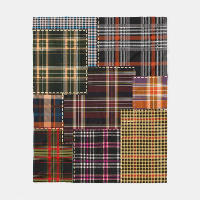 Couverture Polaire patchwork chercks motif, design tartan, surface  (Devant)