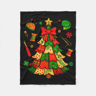 Couverture Polaire Patchwork d'arbre de Noël Broderie Couturière Cout