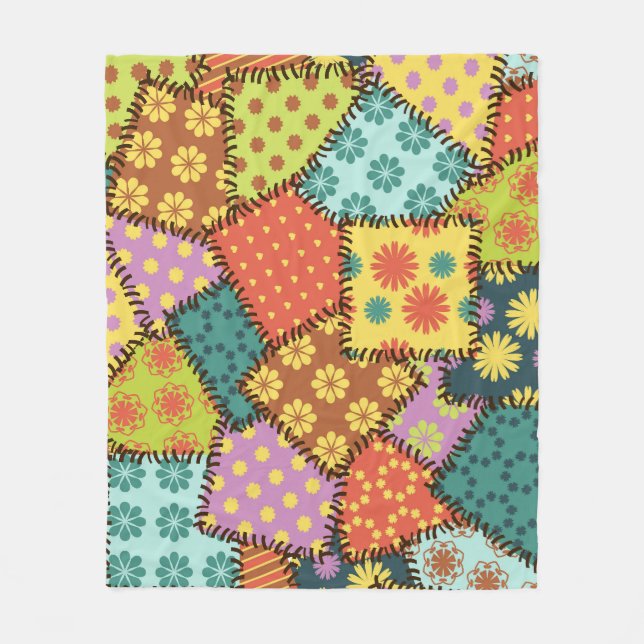 Couverture Polaire Patchwork Eclectique : Mélange Motif Diverse (Devant)