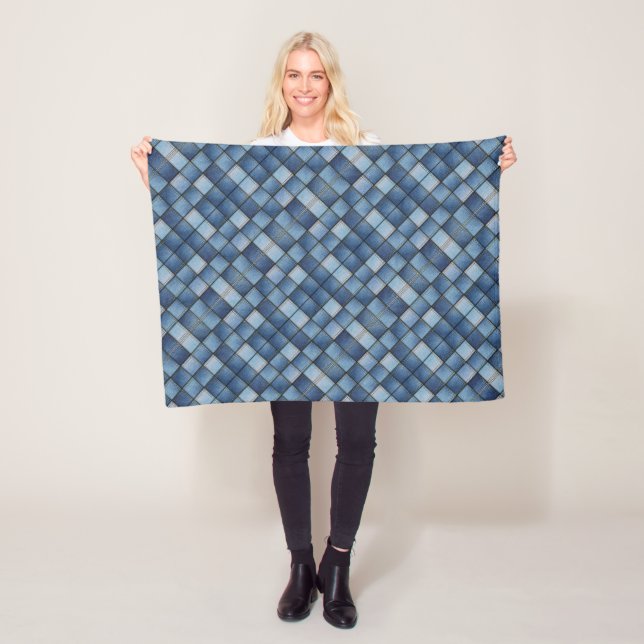 Couverture Polaire Patchwork Faux Denim (En situation)