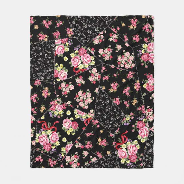 Couverture Polaire Patchwork Floral : Design Assez Simple. (Devant)