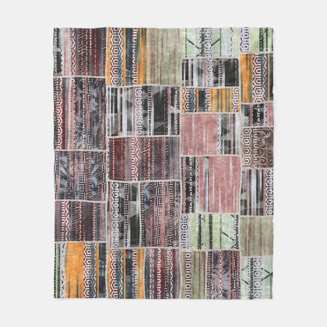 Couverture Polaire Patchwork Quilt Collage Impression transparente. (Devant)