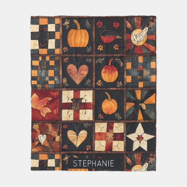 Couverture Polaire Patchwork rustique | Art populaire Motif de courte (Devant)