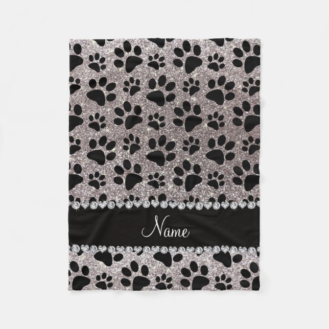Couverture Polaire Pâtes pour chien noir parties scintillant argent d (Devant)