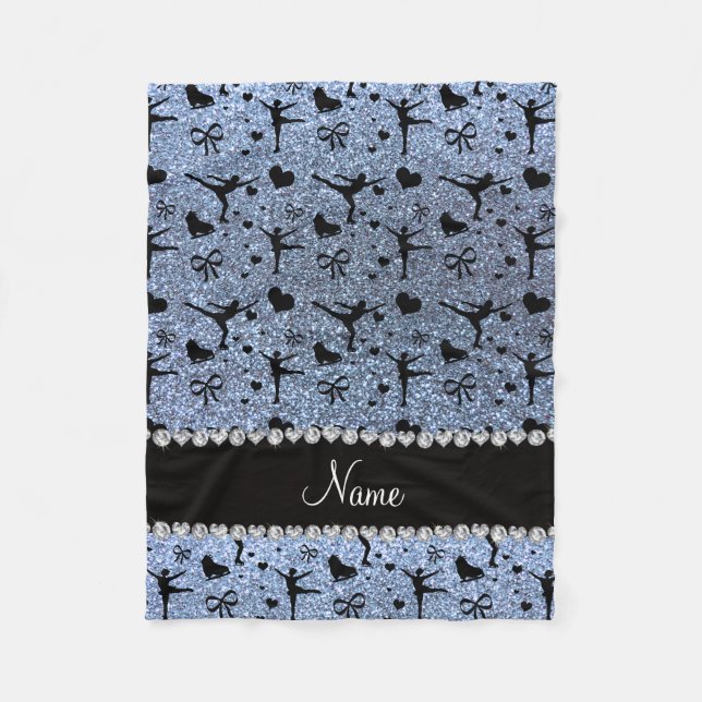 Couverture Polaire Patinage artistique bleu en pastel nommé fait sur (Devant)