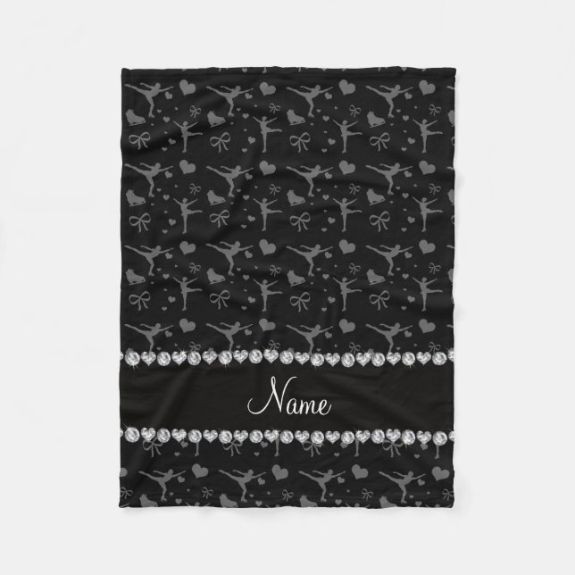 Couverture Polaire Patinage artistique noir nommé personnalisé (Devant)
