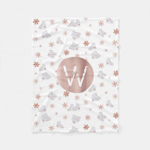 Couverture Polaire Patins à glace rose or Patins à patinage rose pâle