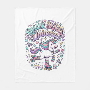 Couverture Polaire Patins à roulettes Licorne Graphisme de style rétr