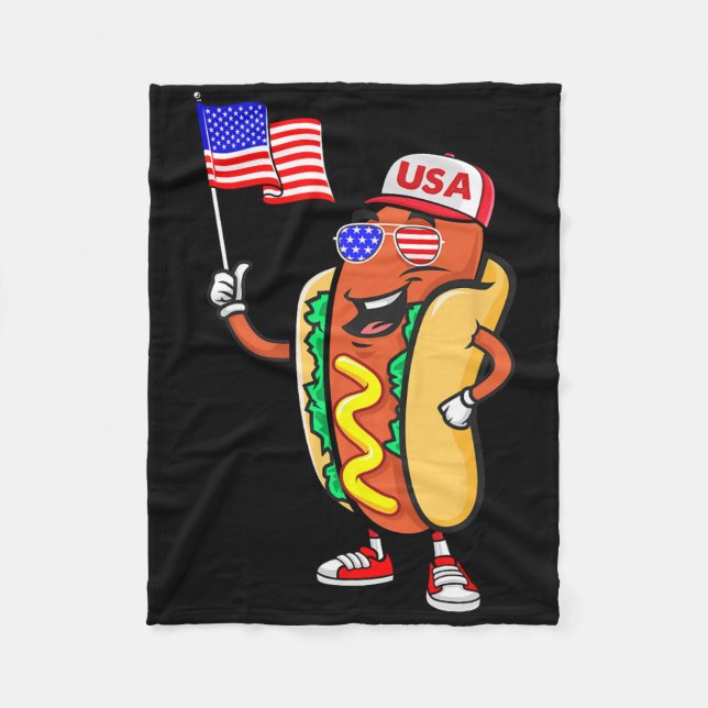 Couverture Polaire Patriotic Hot Dog American Flag Usa Funny 4th Of J (Devant)