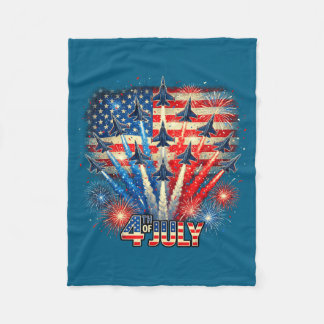 Couverture Polaire Patriotic Usa Flag Fighter Jets Illustration
