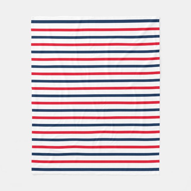 Couverture Polaire Patriotique rouge blanc rayures bleu moderne (Devant)