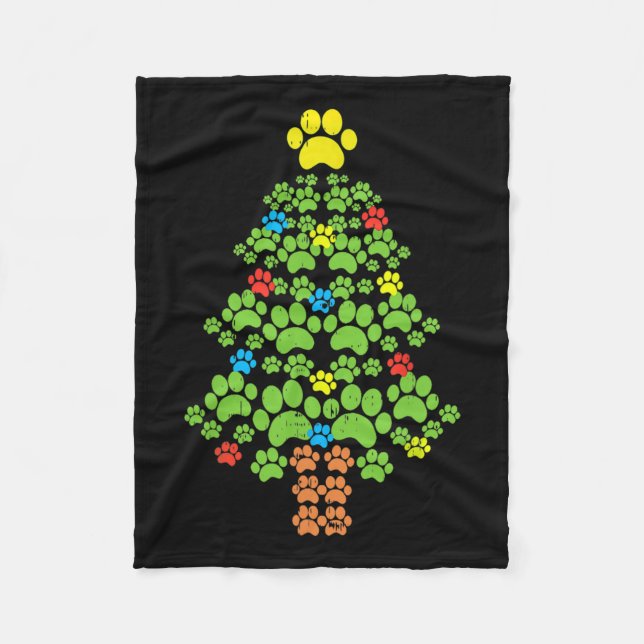 Couverture Polaire Patrouilles Arbre De Noël Chien Ou Chat Avec Père  (Devant)