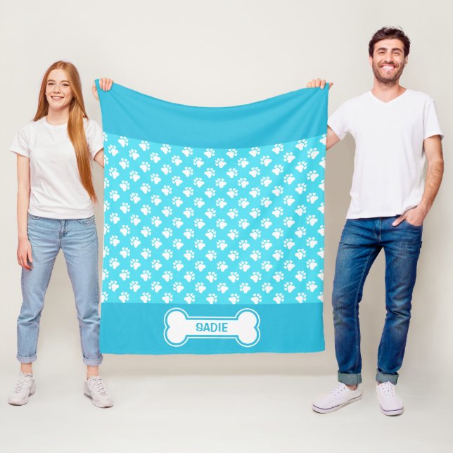 Couverture Polaire Patrouilles De Chien Bleu Et Blanc Et Os Du Nom (En situation)