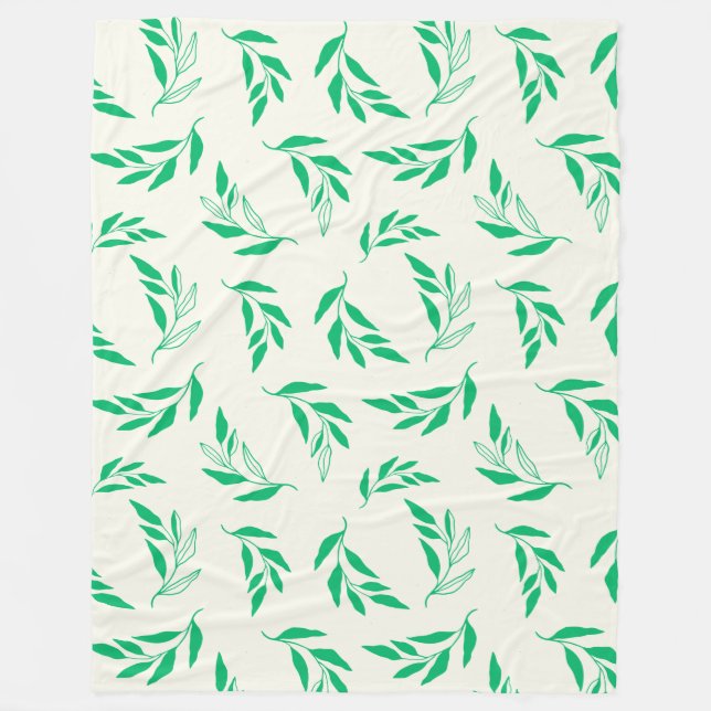 Couverture Polaire Pattern de Botanical Green Floral Plant Leaves (Devant)