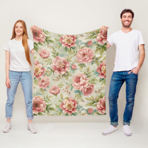 Couverture Polaire Patty Vintage Inspiré rose motif floral
