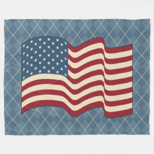 Couverture Polaire Pavillon américain patriotique Fleece Blanket rust