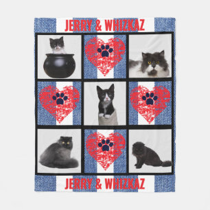 Couverture Polaire 🐾 Paw Heart Pet Photo Grid Design