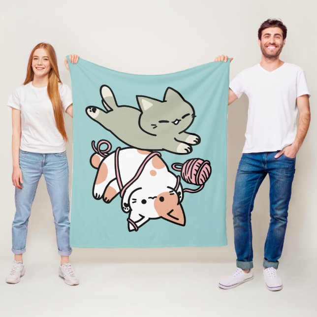 Couverture Polaire Paws and Play – Adorable Cat Illustration (En situation)